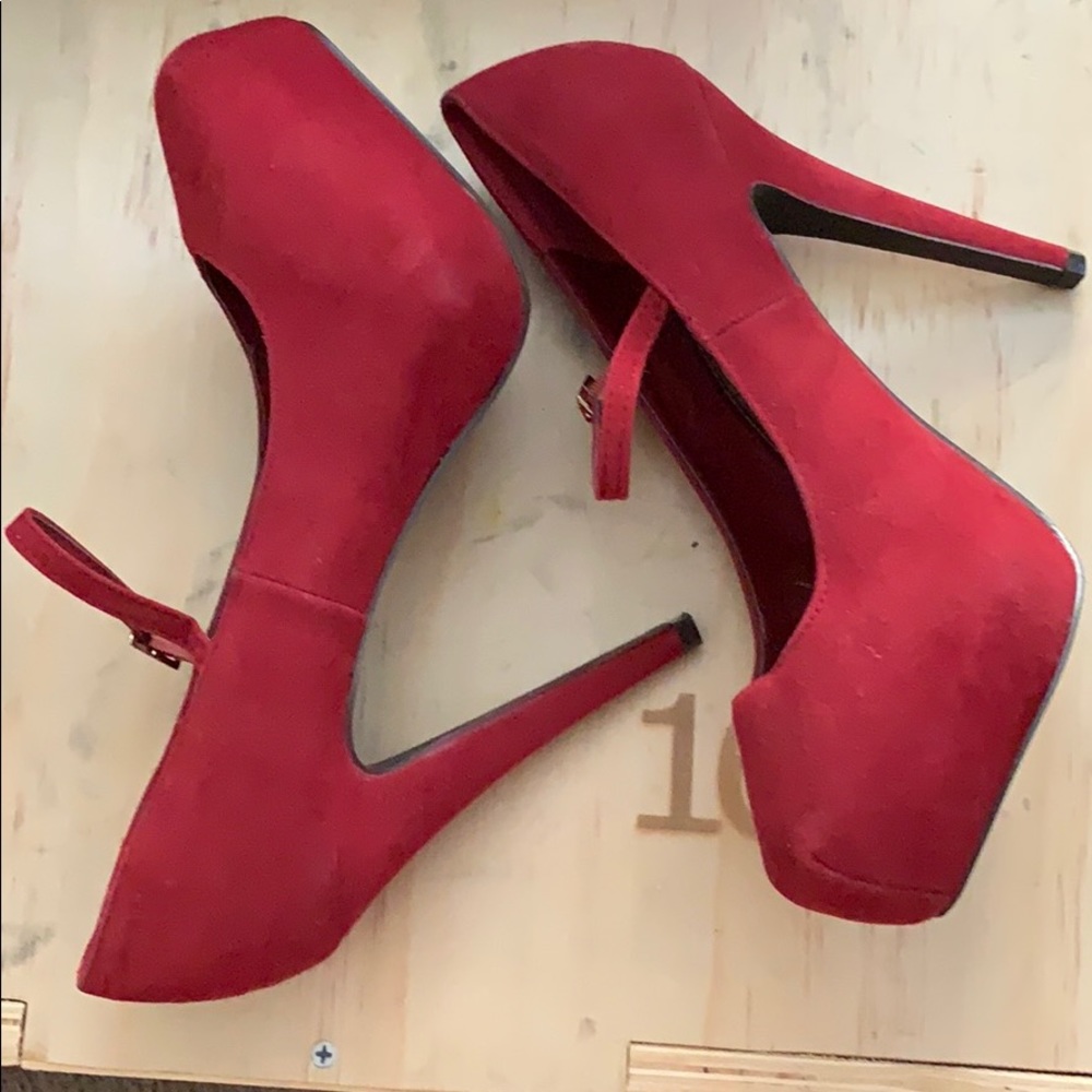 Red heels with strap. Size 9